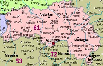 Carte du d�partement: Orne